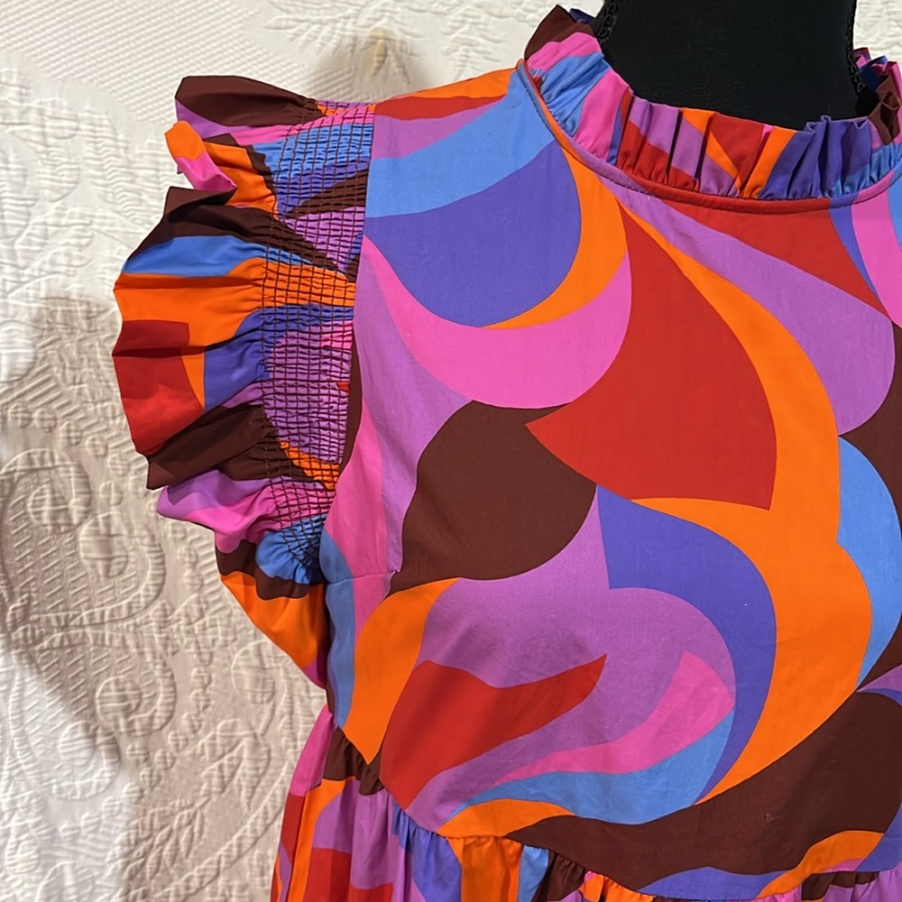 Peach Love multicolored tiered maxi‎ dress, size small - Picture 4 of 14